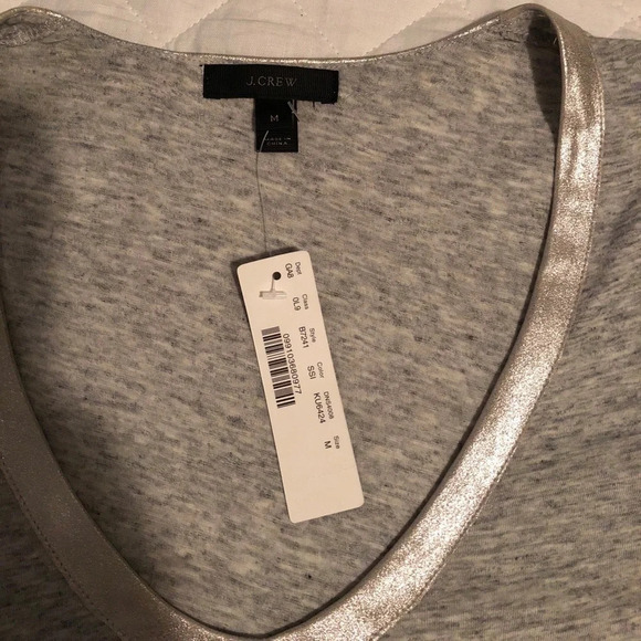 NWT J Crew Metallic Leather Trim Tee - Picture 5 of 7